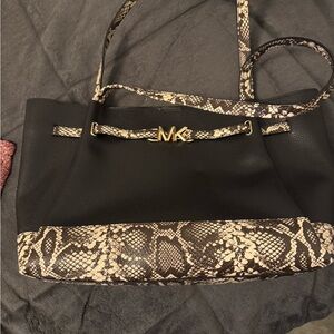 Michael Kors Black and Cream Snake Print Shoulder Bag